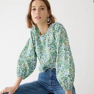 J. Crew tie-back cotton stretch floral blouse